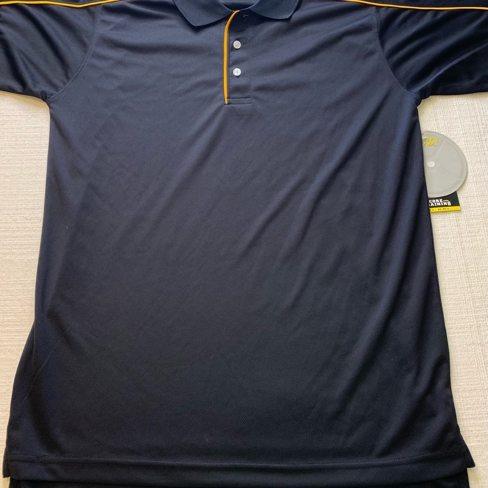 Golds Gym Black Polo Shirt with Gold Accents